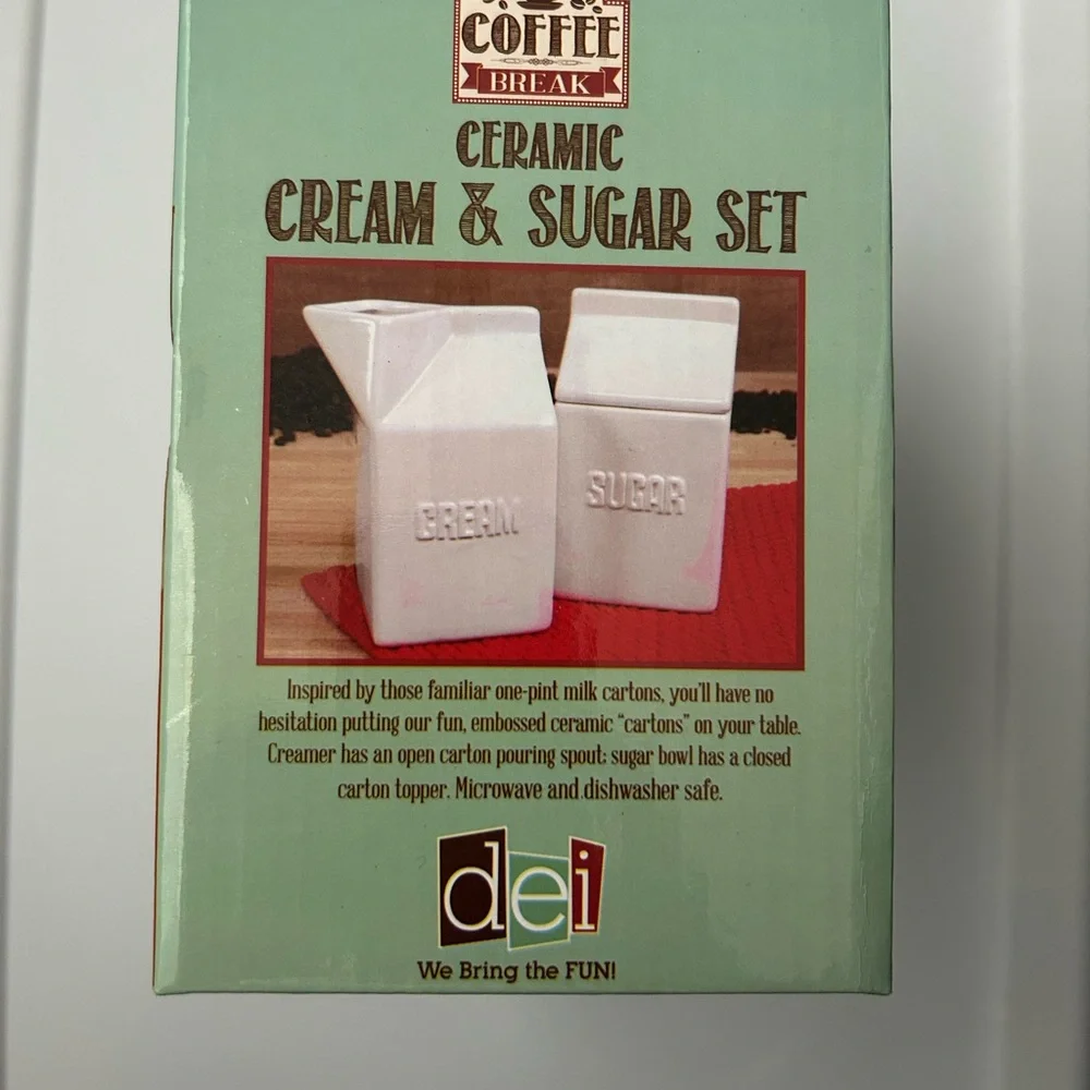 NIB Ceramic Cream & Sugar Set - White
